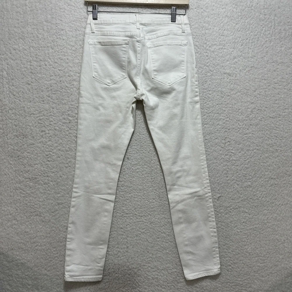 Frame Le Skinny De Jeanne Crop‎ Mid Rise Ivory White Jeans Women's Size 27